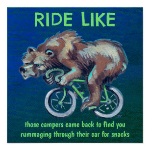Pôster Urso Andando um Poster de Motivação Bicicleta