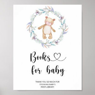 Poster Urso aquarela, livros para bebê