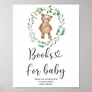 Poster Urso aquarela, livros para bebê