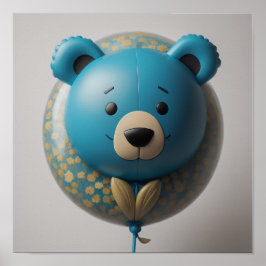 Poster Urso Azul Balão