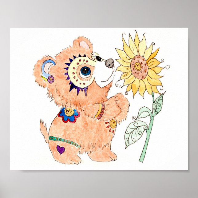 Poster Urso bebê da arte popular hispânica (Frente)