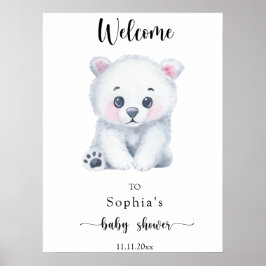 Poster Urso bebê polar - chá de fraldas de boas-vindas