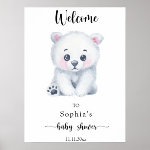 Poster Urso bebê polar - chá de fraldas de boas-vindas