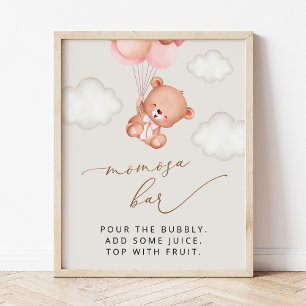 Poster Urso Bebê, Urso Teddy, Balões Rosa, Bar Momosa