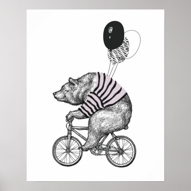 Poster Urso Bicicleta de Balão (Frente)