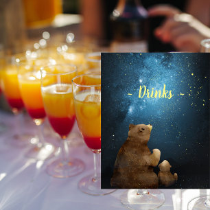 Poster Urso Bonito Grelha Pequenas Bebidas Estrelas