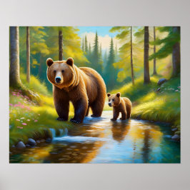 Poster Urso Castanho e Bebê 1