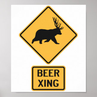 Poster Urso Cerveja Cruzando