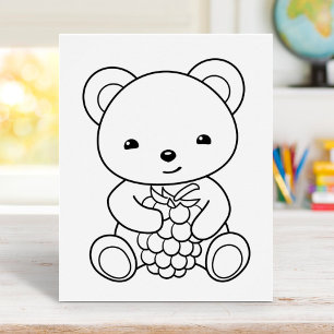 Poster Urso-Cinto Segurando uma Página de Coloração em Be