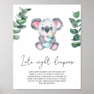 Poster Urso coala - Jogo de fraldas de madrugada