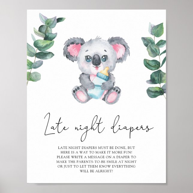 Poster Urso coala - Jogo de fraldas de madrugada (Frente)