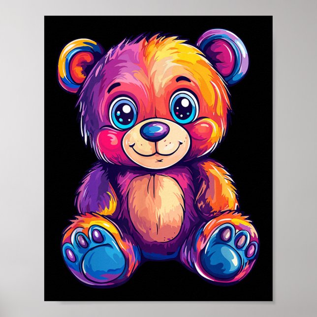 Poster Urso Colorido Com Olhos Grandes (Frente)