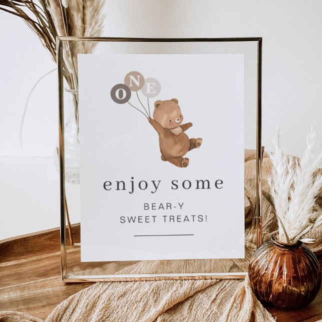 Poster Urso com 3 Balões Marrons (Criador carregado)