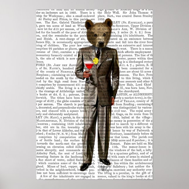 Poster Urso com Cocktail (Frente)