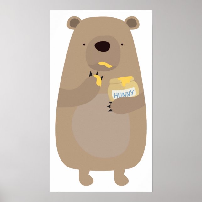 Poster Urso com pote de mel (Frente)