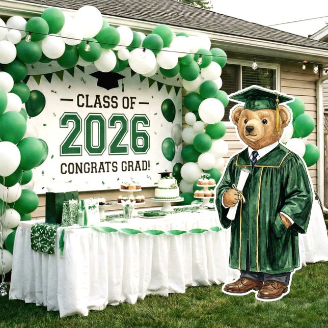 Poster Urso da Moda Verde Decoração de Festa de Formatura (Criador carregado)