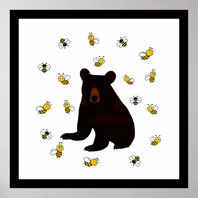 Poster Urso de Abelhas de Mel Pequeno (Frente)