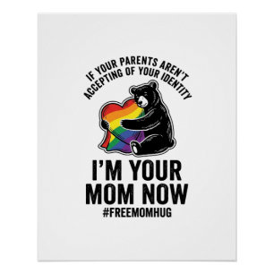 Pôster Urso de Abraço de Mãe Grátis Orgulho Camiseta Vint