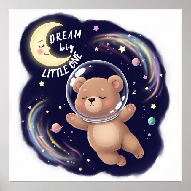Poster Urso de Astronauta Bonito, Personalizável na Enfer (Frente)