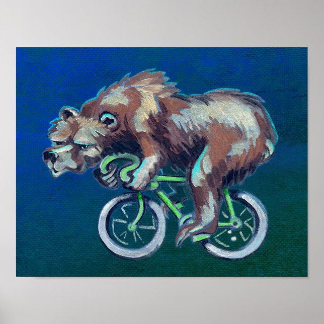 Poster Urso de Badass em uma Bicicleta (Frente)