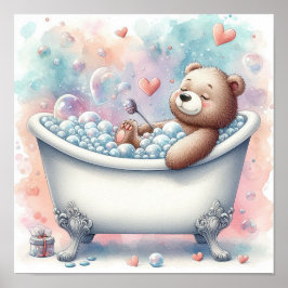 Poster Urso de Banho de Espuma