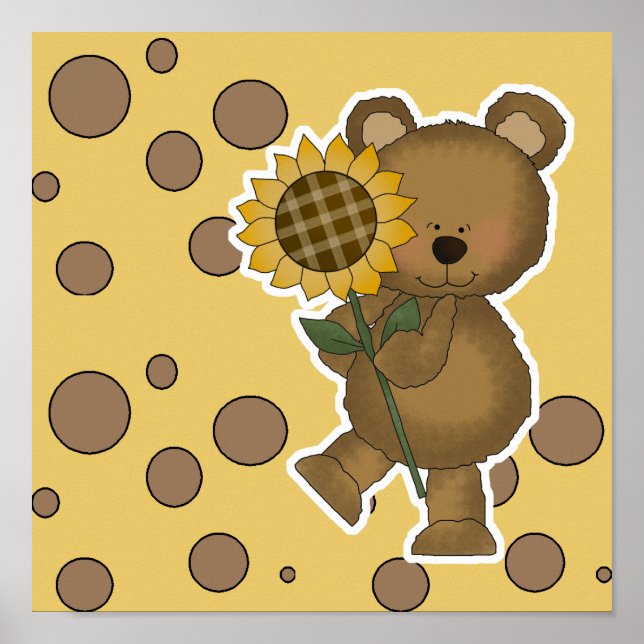 Poster Urso de Corda de Girassol (Frente)