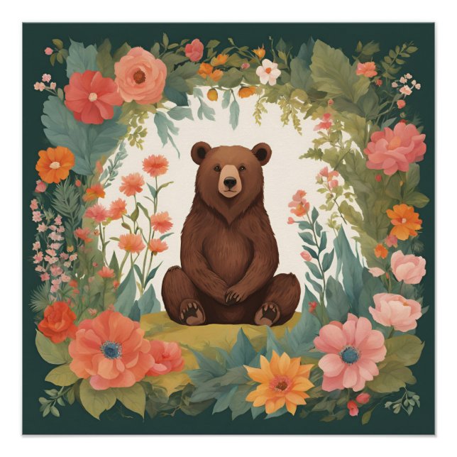 Pôster Urso de Cottagecore (Frente)