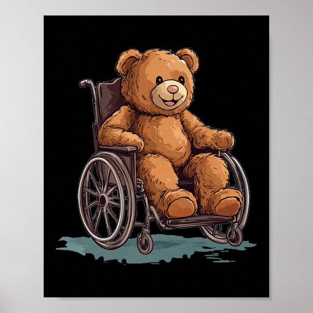 Poster Urso De fofinho Em Cadeira De Rodas Para Rapazes (Frente)