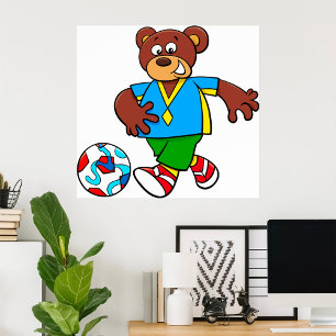 Poster Urso de Futebol jogando futebol em esportes