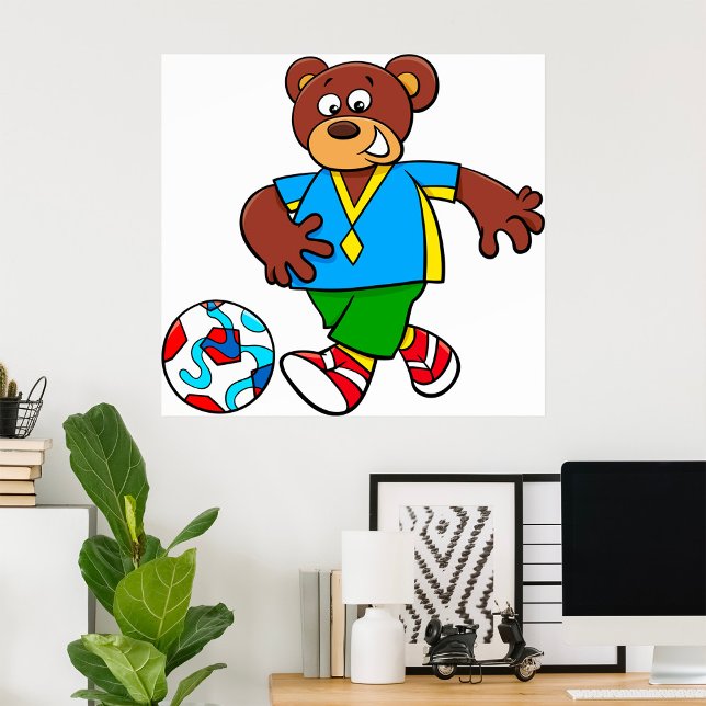 Poster Urso de Futebol jogando futebol em esportes (Criador carregado)
