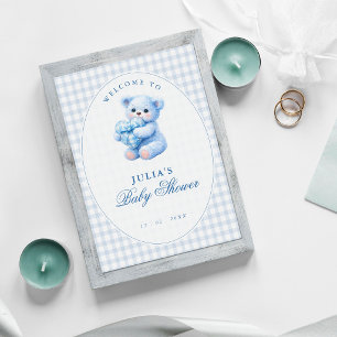 Poster Urso de Ginga Azul Churrasco de Bebê Neutro