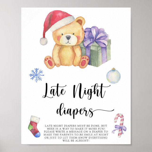 Poster Urso de inverno \ Jogo de fraldas tarde da noite P (Frente)