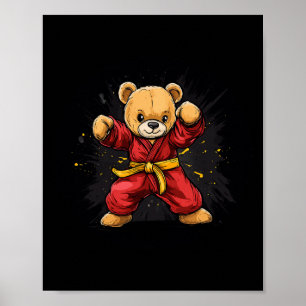 Poster Urso de Karatê com Poder e Precisão para Crianças