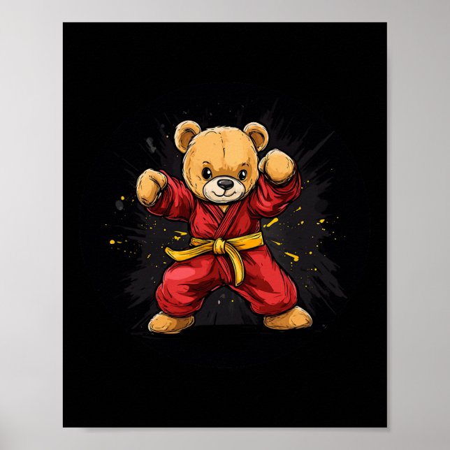 Poster Urso de Karatê com Poder e Precisão para Crianças  (Frente)