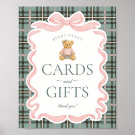 Poster Urso de Laço Coquete Rosa Cartões e Presentes Xadr