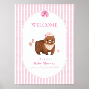 Poster Urso de Listra Rosa Mal Pode Esperar Menina Boas V
