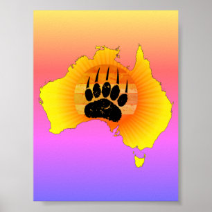Poster Urso De Mapas Da Austrália Sunny Com Lugar De Sol 