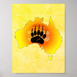 Poster Urso De Mapas Da Austrália Sunny Com Lugar De Sol