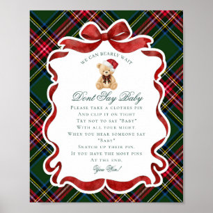 Poster Urso de Natal em Xadrez Escocês Não Diga Bebê Jogo