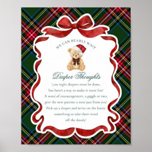 Poster Urso de Natal em Xadrez Verde Pensamentos de Frald