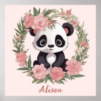 Urso de Panda Adorável com Flores