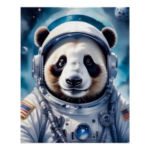 Pôster Urso de Panda Adorável no Astronauta, Acessório Ex