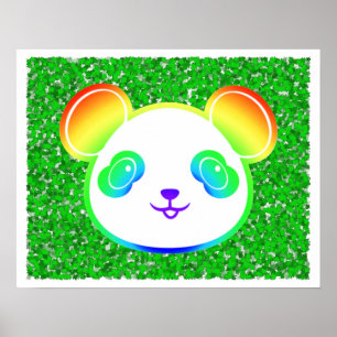Poster Urso De Panda Cotovelo Em Folhagem