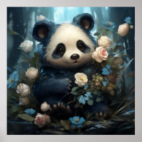 Urso de Panda e Flores