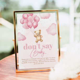 Poster Urso de peluche dos Balões Rosa Não diga jogo de b