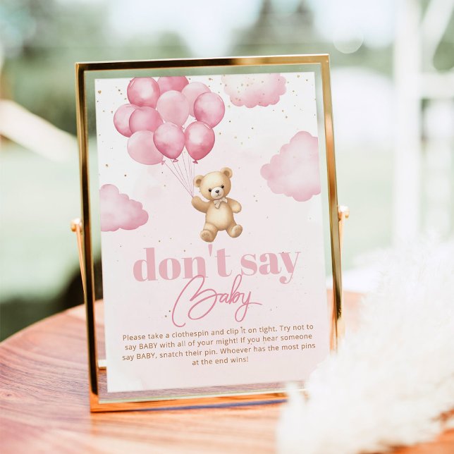 Poster Urso de peluche dos Balões Rosa Não diga jogo de b (Criador carregado)