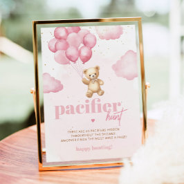 Poster Urso-de-peluche-rosa Jogo-chá de fraldas de caça c