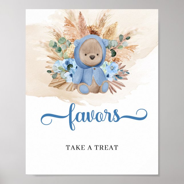 Poster Urso de peluche tropical Boho favores de grama (Frente)