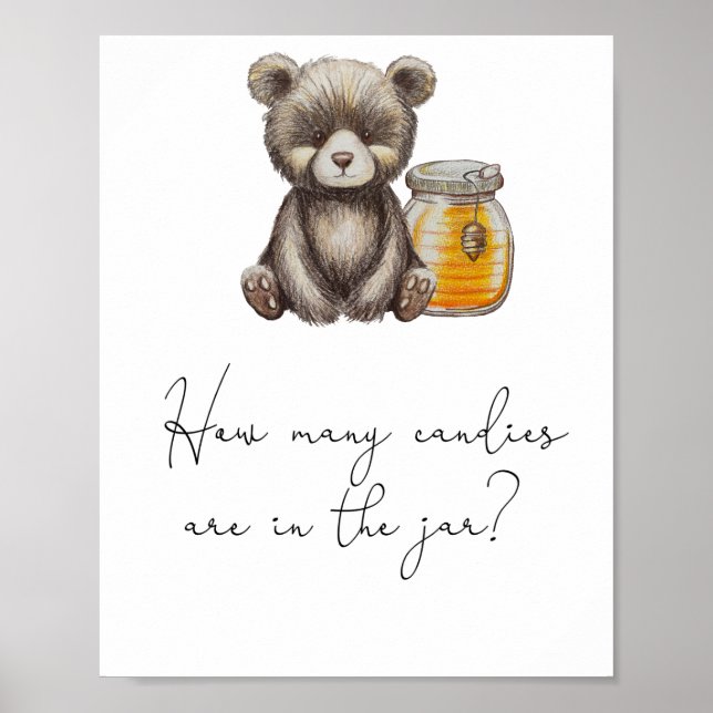 Poster Urso de pelúcia - adivinhe quantos doces (Frente)