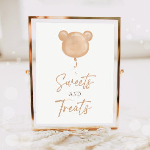 Poster Urso de pelúcia balão de aniversário de doces e gu